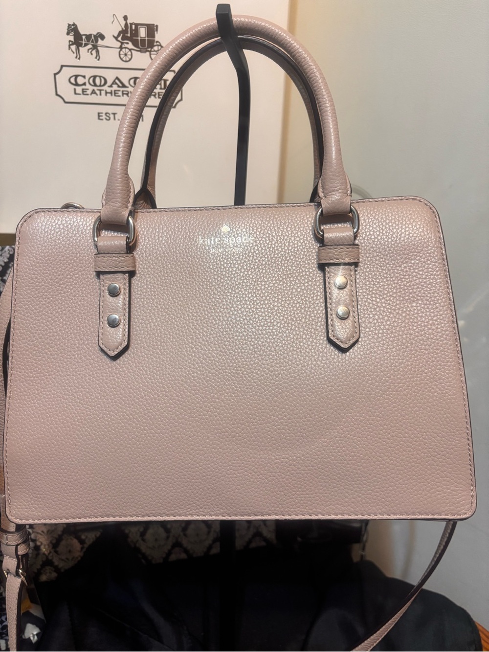 kate spade Blush Pink Pebbled Leather Satchel with Crossbody Straps
